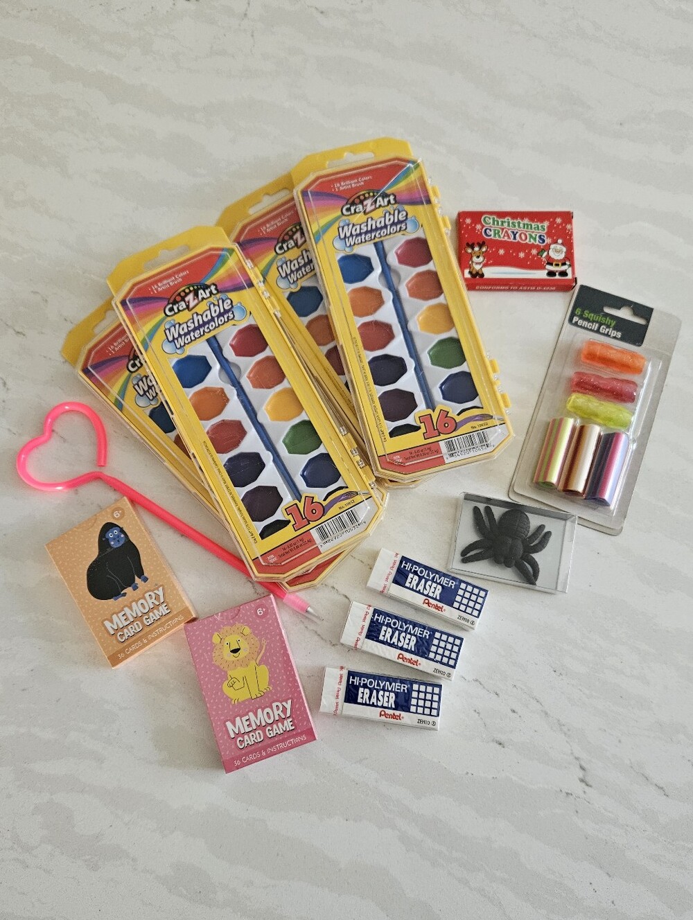 Assorted Kids Art and School Supplies Set - Pink, Yellow, Red, Multicolor